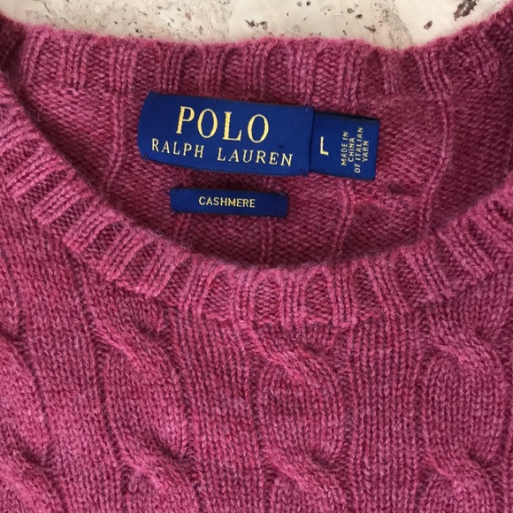 Polo Red Cashmere Sweater Cable Knit Crew Large - Picture 4 of 5
